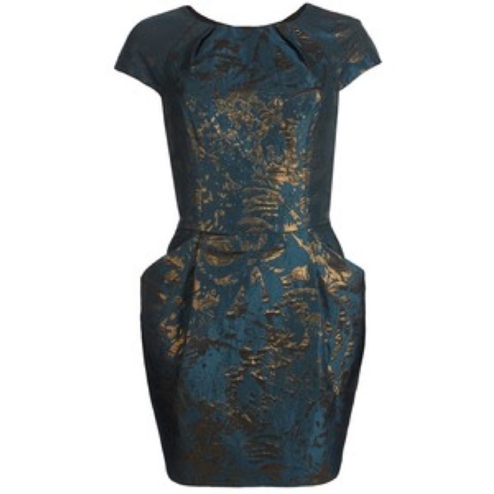 Gorgeous ALL SAINTS Opulence Elegant Blue and Gold Dress size 6